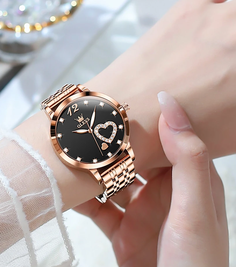 Damen-Armbanduhr mit Diamant-Herz