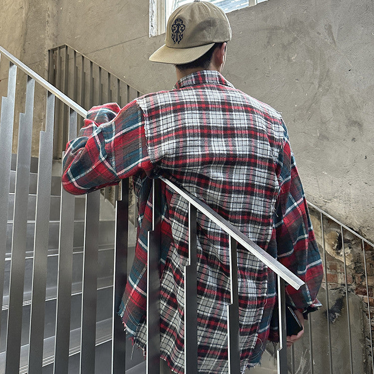 Patchwork Red Plaid Shirts