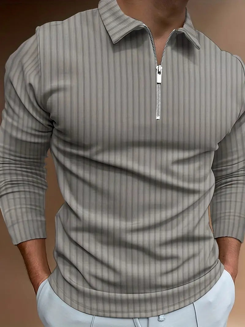 Men's 3D Digital Printing Long Sleeve Polo Shirts