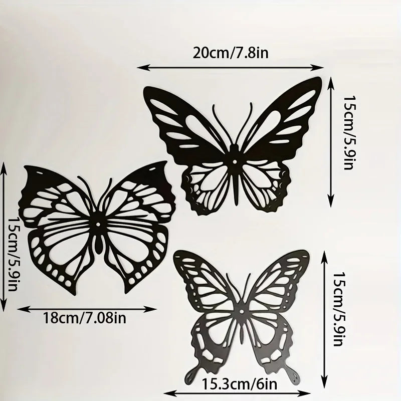 3pcs Butterfly Metal Wall Decor