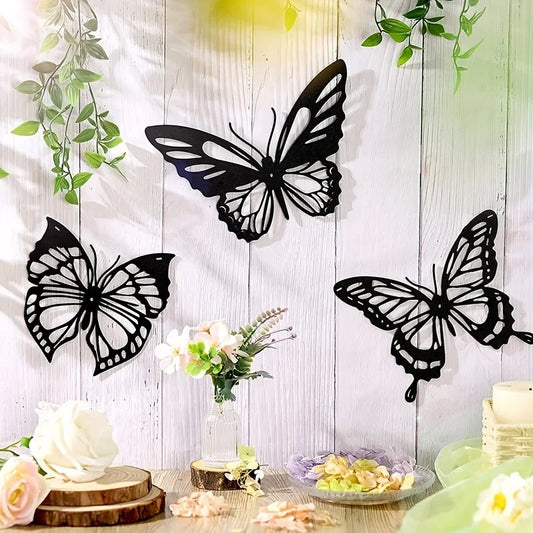 Décoration murale en métal papillon 3 pièces